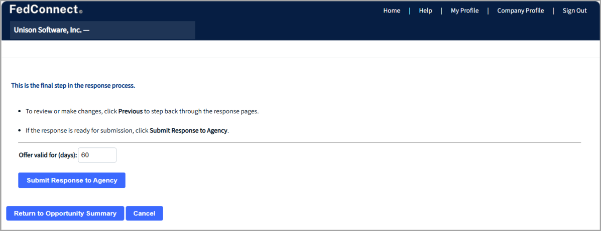 Submit No Response Page